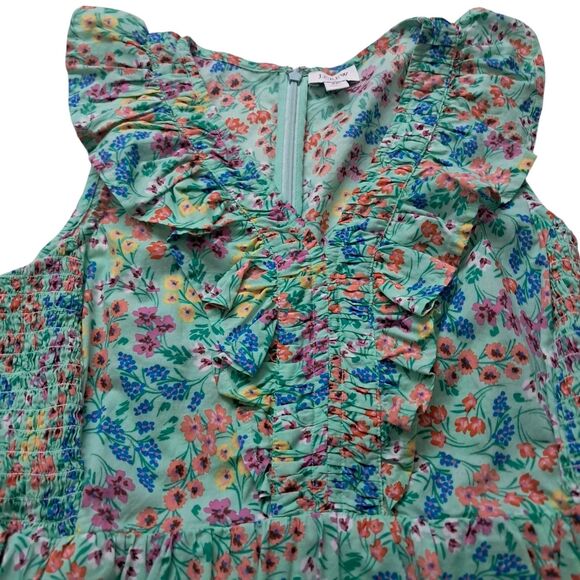 J. Crew Factory‎ Dress Women's 2 Petite Green Midi V Neck Smocked Cottagecore - Picture 5 of 16